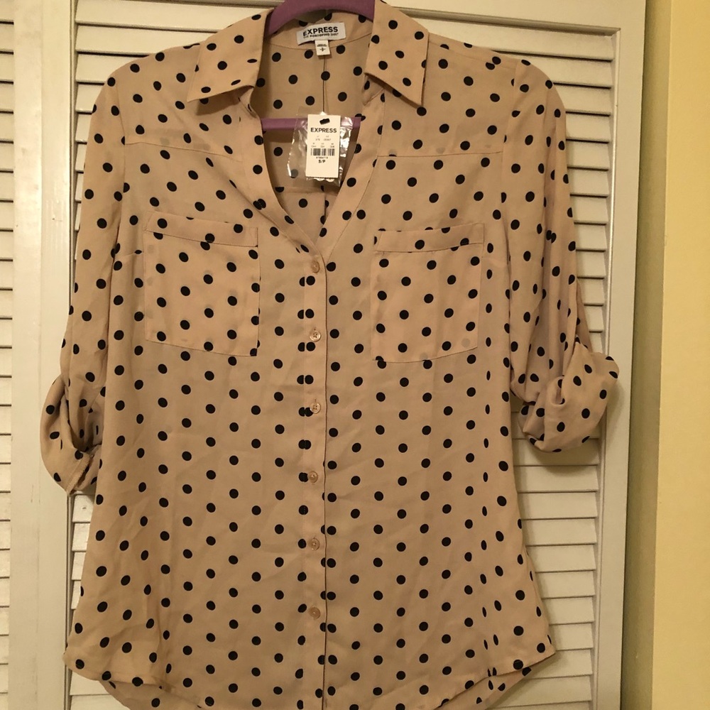 NWT Express polka dot portofino shirt